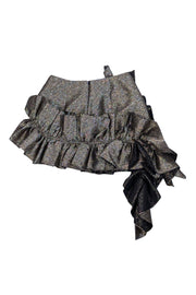 Current Boutique-Aknvas - Black & Gold Foil Ruffled Mini Skirt Sz 6