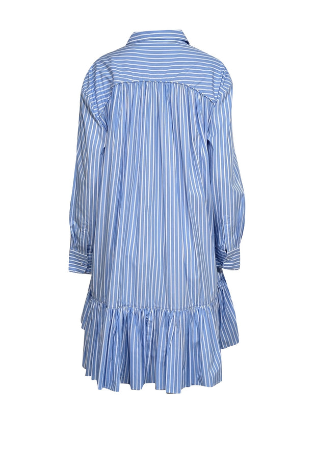 Current Boutique-Aknvas - Blue & White Striped Cotton Shirtdress w/ 3D Floral Appliqué Sz XL