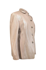 Current Boutique-Akris - Beige Perforated Leather Blazer Sz 18