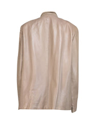 Current Boutique-Akris - Beige Perforated Leather Blazer Sz 18