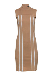 Current Boutique-Akris - Beige Sleeveless Dress w/ White Stripes Sz 6