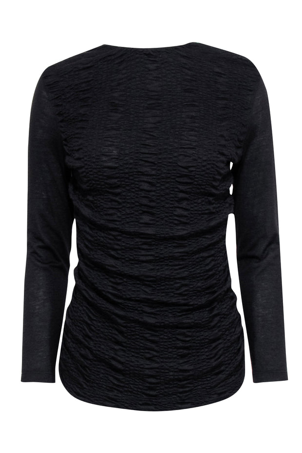 Current Boutique-Akris - Black Textured Front Long Sleeve Shirt Sz S