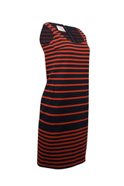 Current Boutique-Akris - Navy & Orange Striped Sleeveless Dress Sz 4