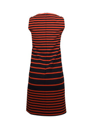 Current Boutique-Akris - Navy & Orange Striped Sleeveless Dress Sz 4