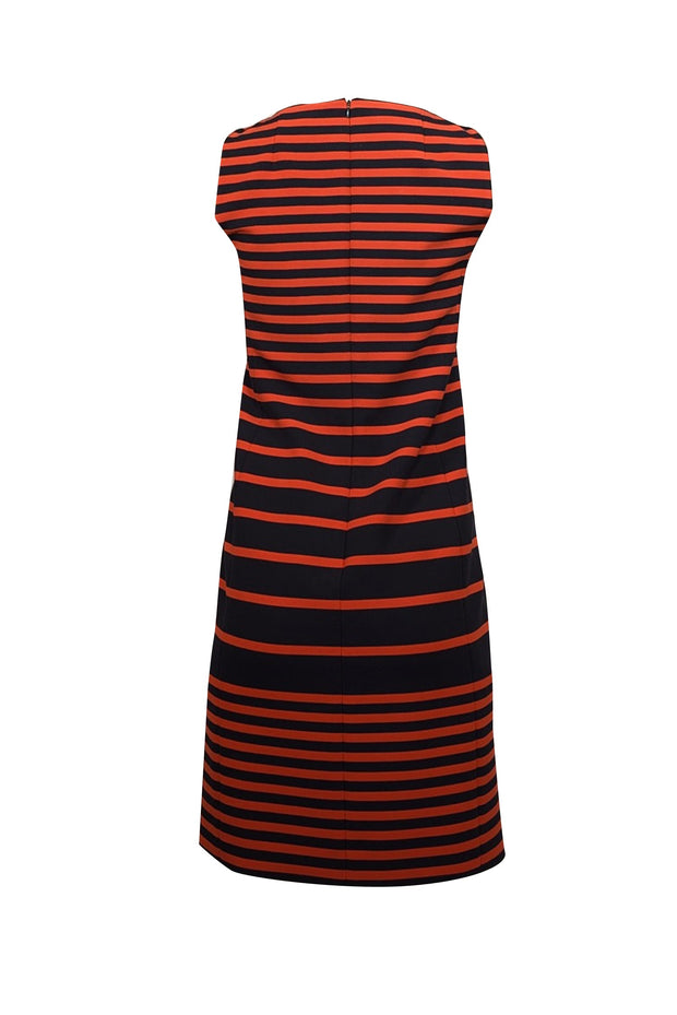 Current Boutique-Akris - Navy & Orange Striped Sleeveless Dress Sz 4