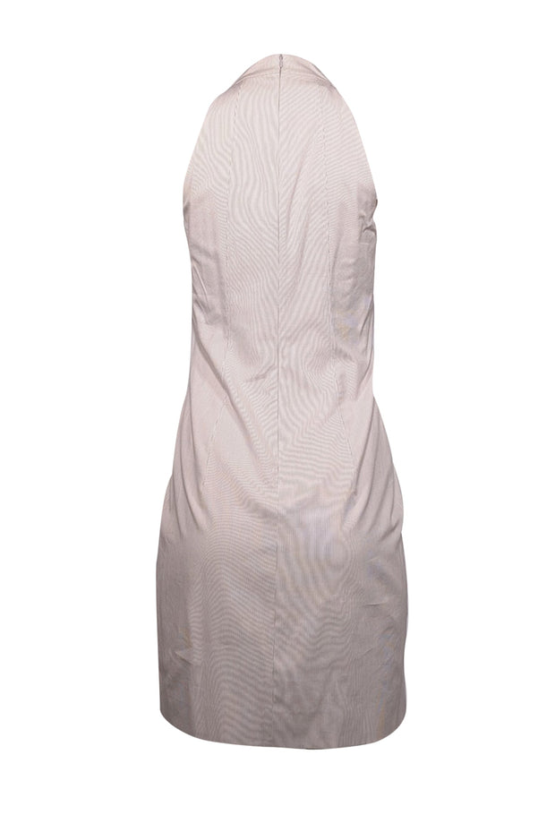 Current Boutique-Akris Punto - Beige Pinstriped Sleeveless Dress Sz 4