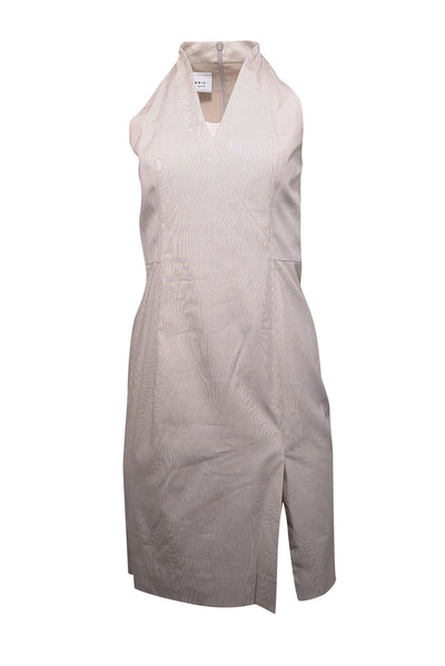 Current Boutique-Akris Punto - Beige Pinstriped Sleeveless Dress Sz 4