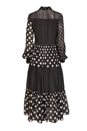 Current Boutique-Akris Punto - Black & Cream Polka Dot Print Long Sleeve Dress Sz 6