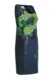 Current Boutique-Akris Punto - Blue & Green "Lake" Printed Sleeveless Shift Dress Sz 10