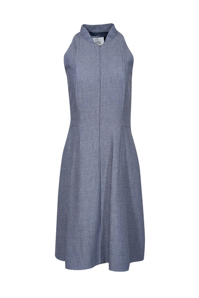 Current Boutique-Akris Punto - Blue Textured Sleeveless Zipper Front Dress Sz 8