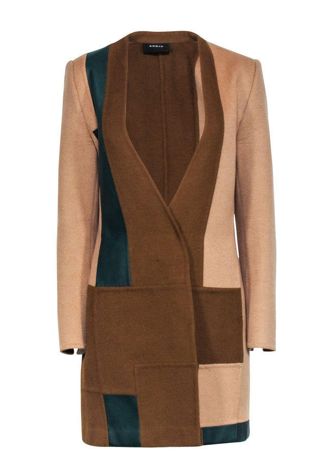 Current Boutique-Akris - Tan, Brown, & Green Long Coat Sz 6