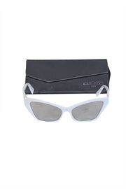 Current Boutique-Alain Mikli - Off White Print Cat Eye Slim Sunglasses