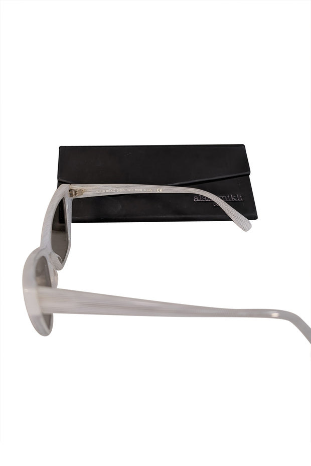 Current Boutique-Alain Mikli - Off White Print Cat Eye Slim Sunglasses