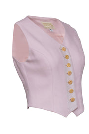 Current Boutique-Alberto Makali - Light Pink Vintage Vest w/ White Leather Trim Sz 4