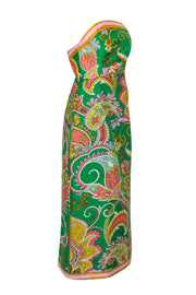 Current Boutique-Alemais - Green & Multi Color Print Strapless Dress Sz 4