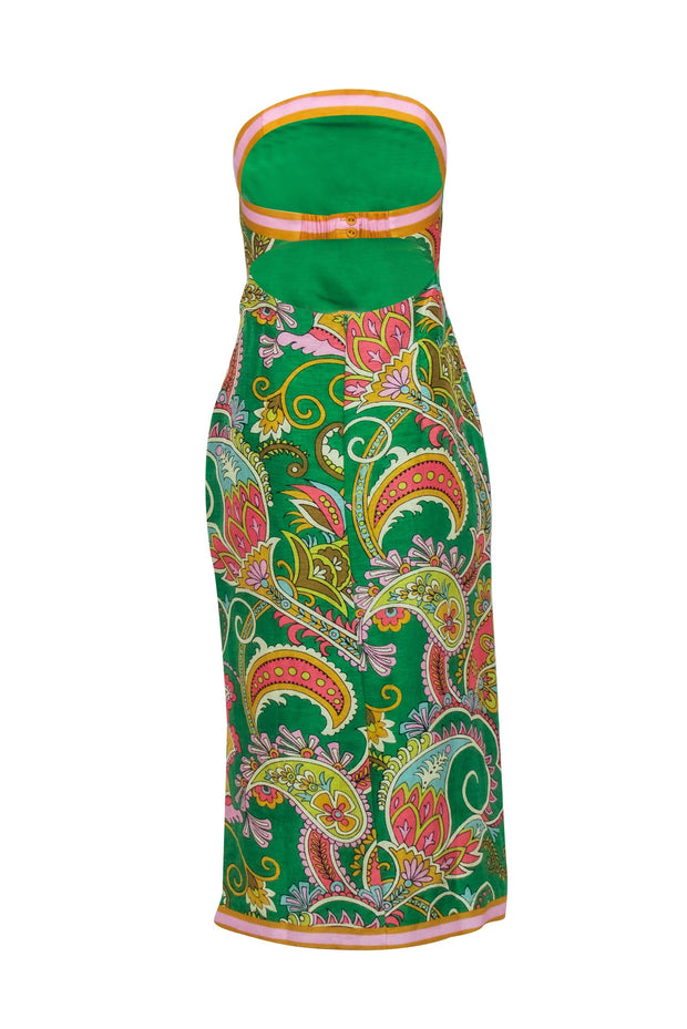 Current Boutique-Alemais - Green & Multi Color Print Strapless Dress Sz 4