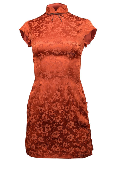 Current Boutique-Alexa Chung - Burnt Orange Floral Print Silk Blend Dress Sz 2