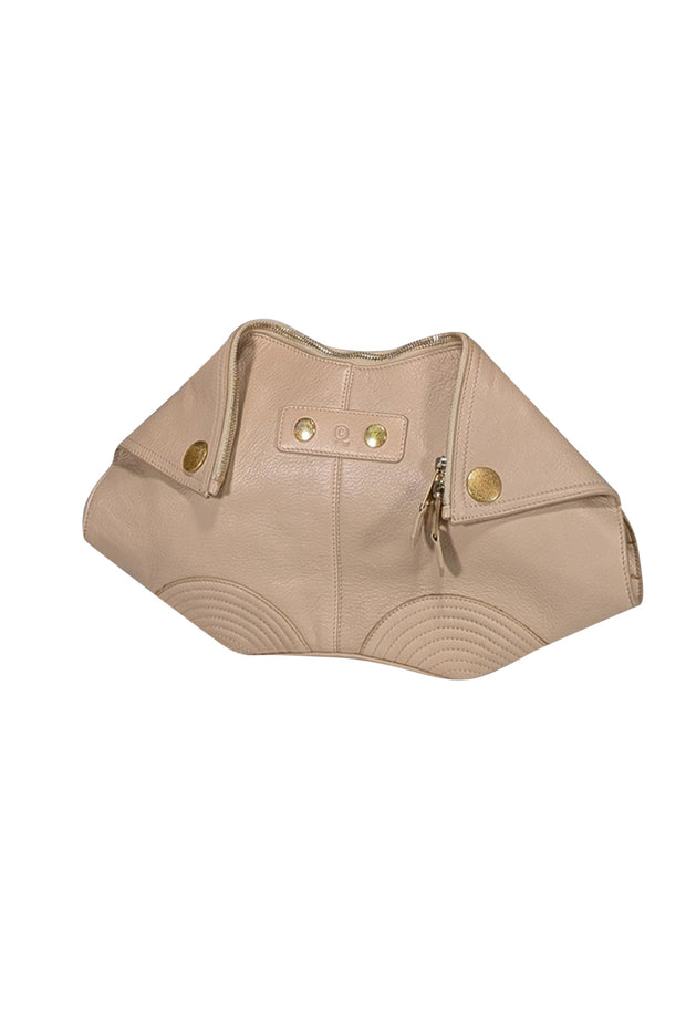 Current Boutique-Alexander McQueen - Beige Leather Manta Clutch Bag