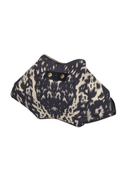 Current Boutique-Alexander McQueen - Black & Cream Animal Print Canvas Manta Clutch Bag