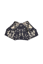 Current Boutique-Alexander McQueen - Black & Cream Animal Print Canvas Manta Clutch Bag