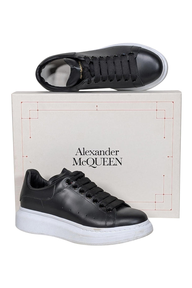 Current Boutique-Alexander McQueen - Black Leather Lace Up Sneakers Sz 7.5