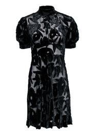 Current Boutique-Alexander McQueen - Black Sheer Dress w/ Velvet Floral Motif Sz 2