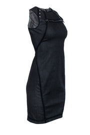 Current Boutique-Alexander McQueen - Black Wash Denim Stud Trim Dress Sz 4