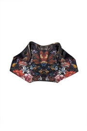 Current Boutique-Alexander McQueen - Black w/ Red & Blue Floral Print Satin Manta Clutch Bag