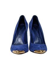 Current Boutique-Alexander McQueen - Blue Suede w/ Gold Toe Basic Pumps Sz 6