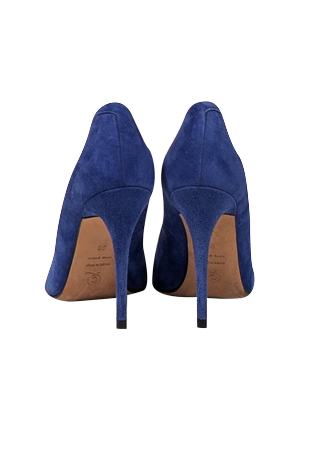 Current Boutique-Alexander McQueen - Blue Suede w/ Gold Toe Basic Pumps Sz 6