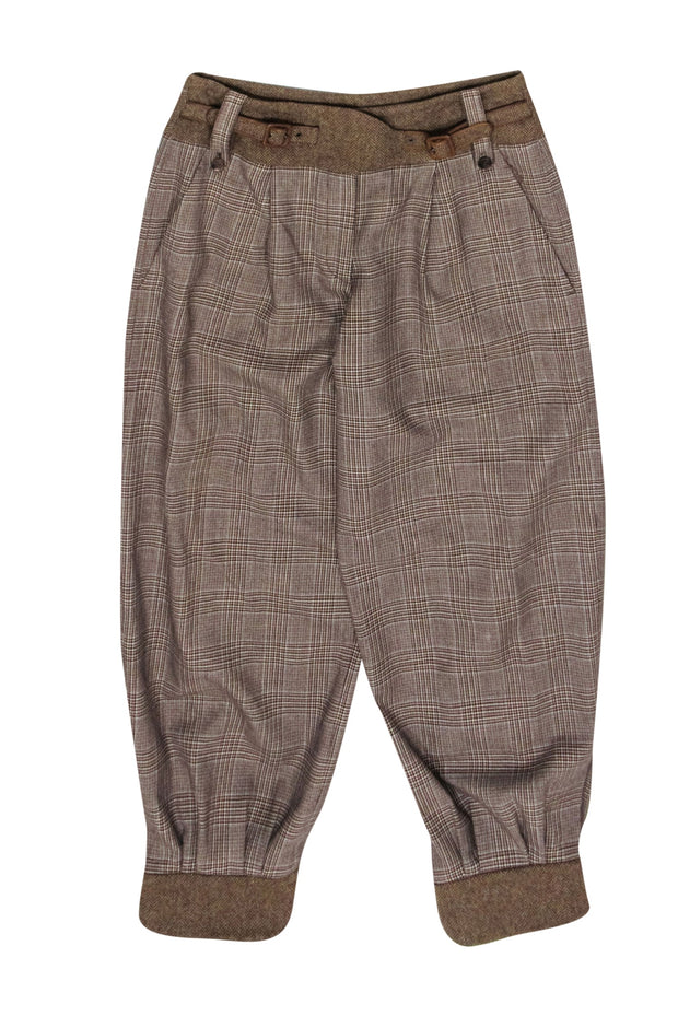 Current Boutique-Alexander McQueen - Brown Plaid Tapered Ankle Pants Sz 8