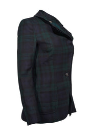 Current Boutique-Alexander McQueen - Green & Navy Plaid Wool Blazer Sz 4