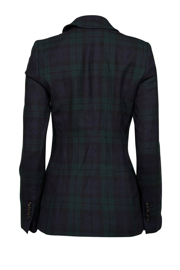 Current Boutique-Alexander McQueen - Green & Navy Plaid Wool Blazer Sz 4