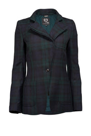 Current Boutique-Alexander McQueen - Green & Navy Plaid Wool Blazer Sz 4