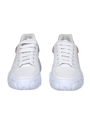 Current Boutique-Alexander McQueen - White Leather Lace Up Sneakers w/ Rose Gold Detail Sz 10