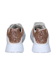 Current Boutique-Alexander McQueen - White Leather Lace Up Sneakers w/ Rose Gold Detail Sz 10