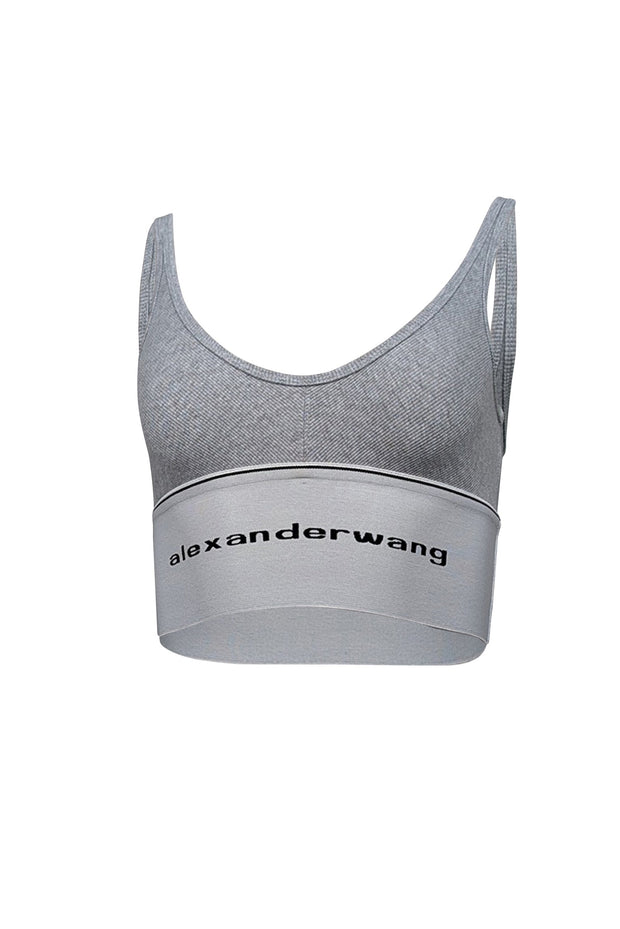 Current Boutique-Alexander Wang - Grey Ribbed Knit Tank w/ Logo Band Sz S