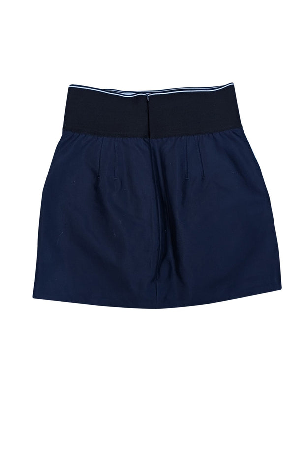 Current Boutique-Alexander Wang - Navy Cotton Blend Mini Skirt w/ Logo Elastic Sz 12