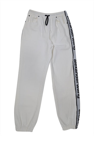 Current Boutique-Alexander Wang - White Denim Joggers w/ Logo Detail Sz XS