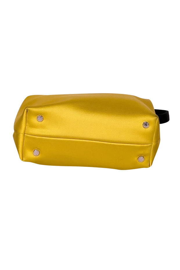 Current Boutique-Alexander Wang -Yellow Satin Mini Bag w/ Rhinestone Lettering