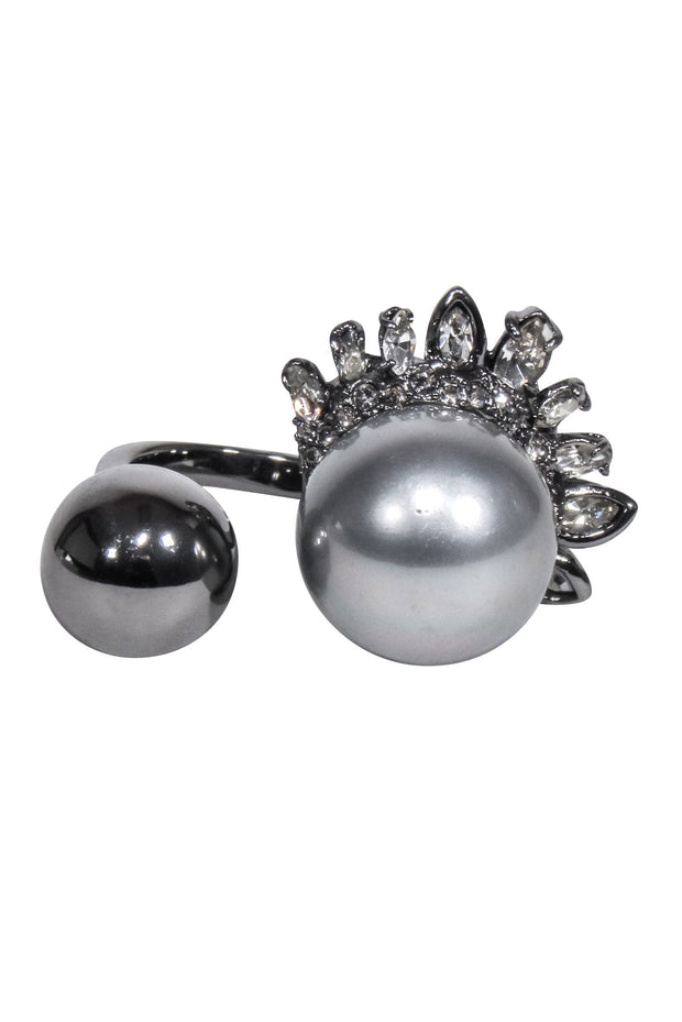 Current Boutique-Alexis Bittar - Gunmetal Grey Dual Ring w/ Bling Trim