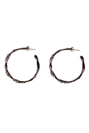 Current Boutique-Alexis Bittar - Gunmetal Rhinestone Trim Open Hoop Earrings