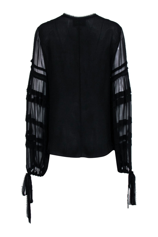 Current Boutique-Alexis - Black Silk Semi Sheer Blouse Sz M