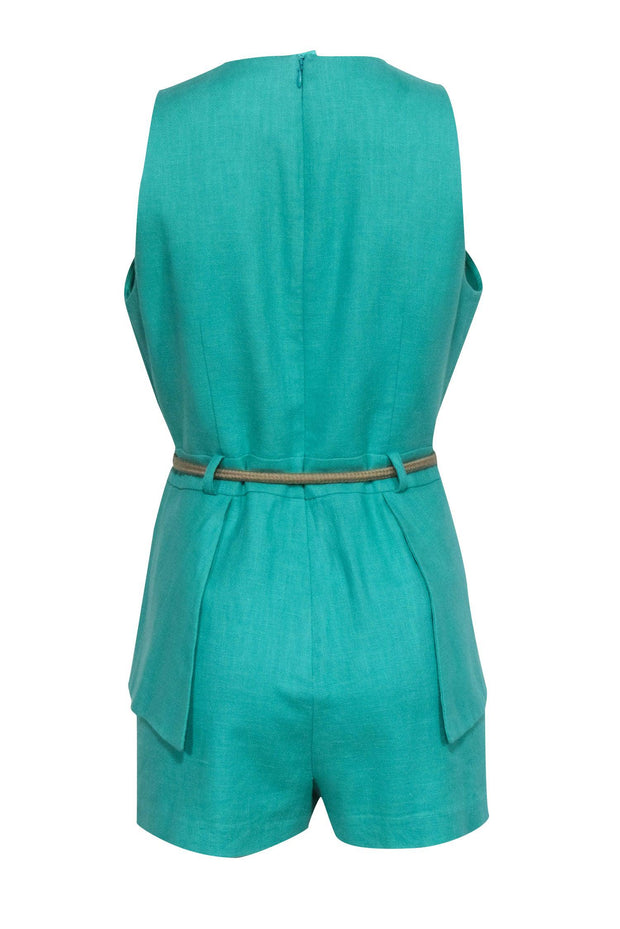 Current Boutique-Alexis - Green Sleeveless Belted Romper Sz XL