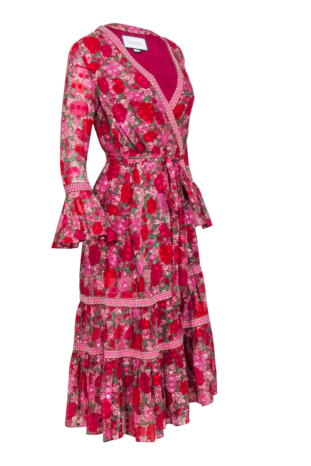 Current Boutique-Alexis - Pink & Green Floral Wrap Dress Sz XS