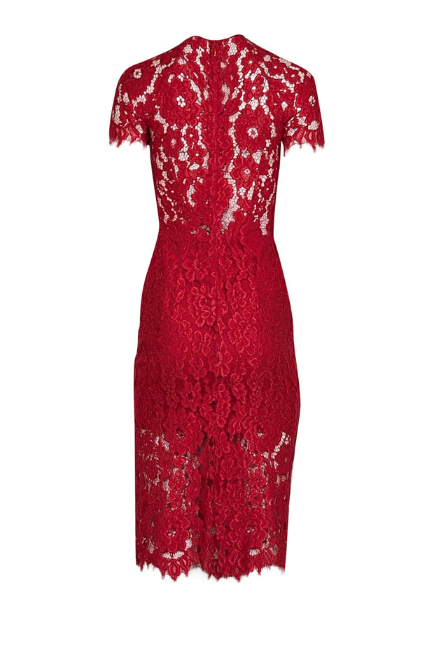 Current Boutique-Alexis - Red Lace Short Sleeve Midi Dress Sz S