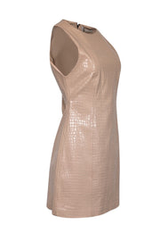 Current Boutique-Alice & Olivia - Beige Croc-Embossed Faux Leather Mini Dress Sz 6