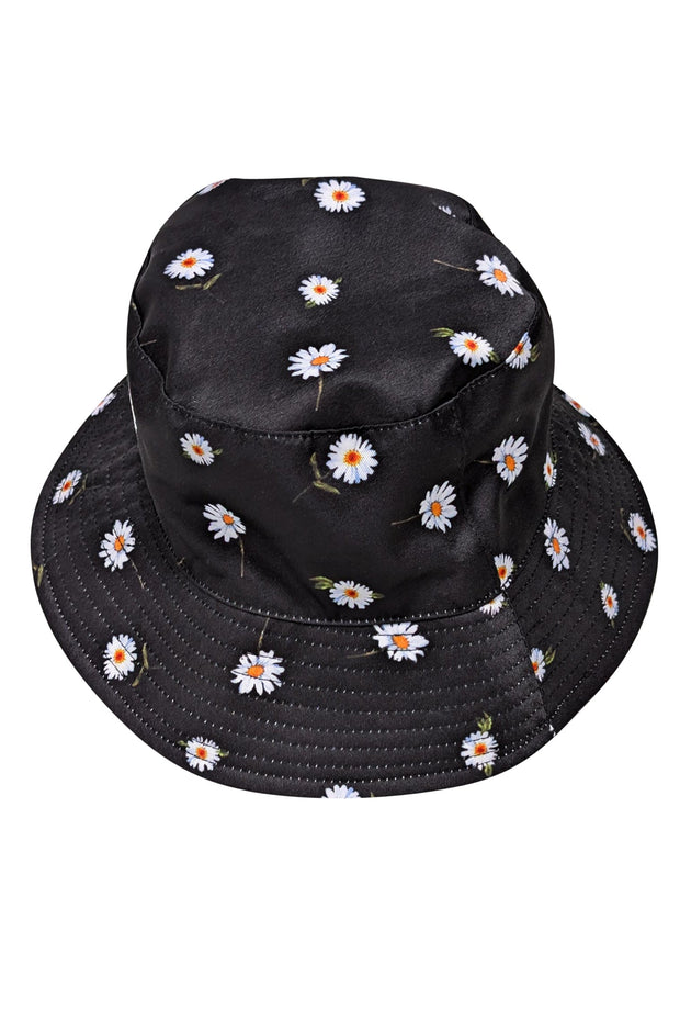 Current Boutique-Alice & Olivia - Black Daisy Print & Solid White Reversible Bucket Hat