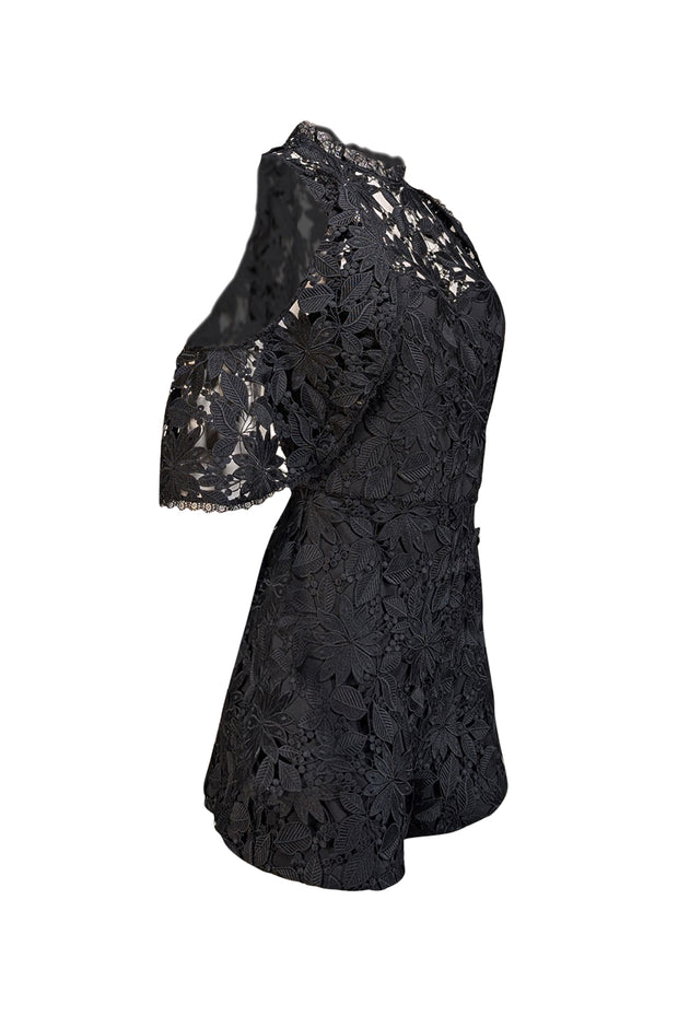 Current Boutique-Alice & Olivia - Black Lace Cold Shoulder Romper Sz 4