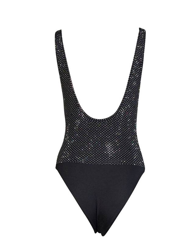 Current Boutique-Alice & Olivia - Black Rhinestone Embellished Sleeveless Bodysuit Sz S